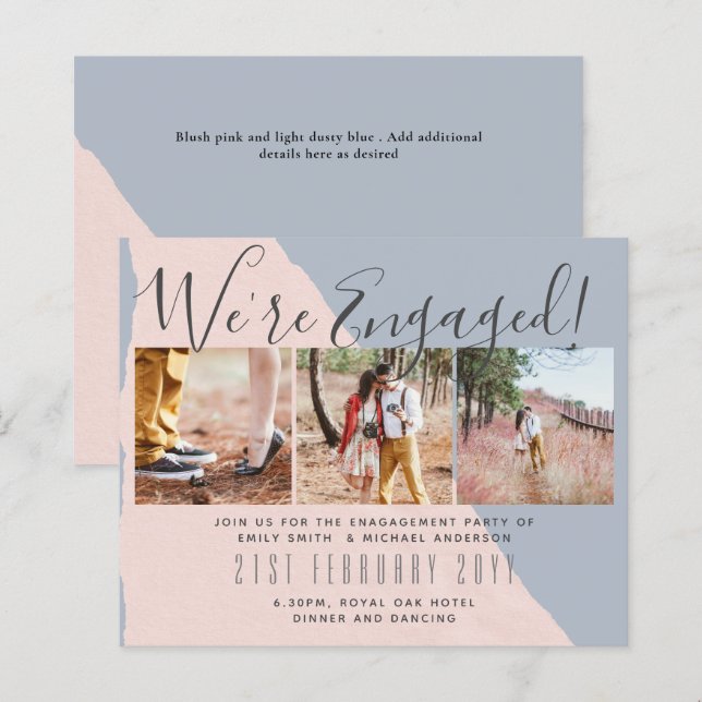 Contemporary PHOTO Engagement Party Invitations (Front/Back)