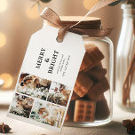 Contemporary Photo Grid Merry & Bright Christmas Gift Tags<br><div class="desc">Contemporary photo collage christmas holiday gift tags featuring 4 pictures of your choice. The text 'MERRY & BRIGHT' with the option to customise season greetings and name.</div>