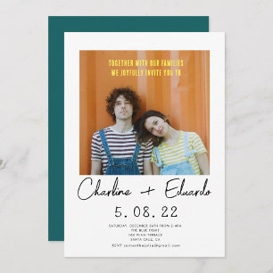 Contemporary Photo Hand lettering Wedding  Invitation