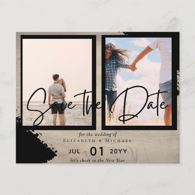 Contemporary Photo Save Dates Engagement  Flyer (Front)