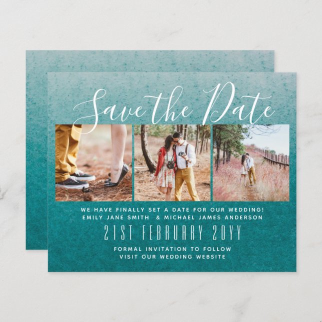 Contemporary PHOTO Save the Dates by LeahG BUDGET (Front/Back)