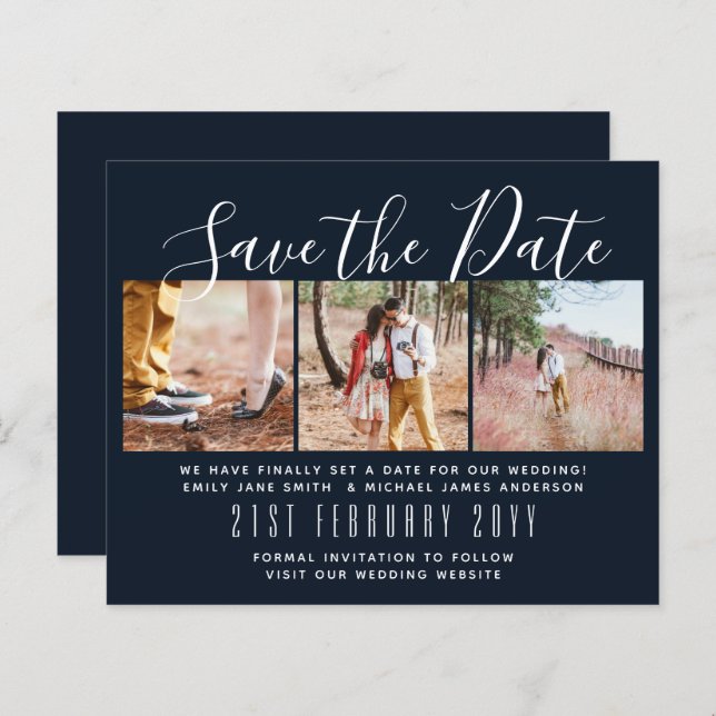 Contemporary PHOTO Save the Dates by LeahG BUDGET (Front/Back)