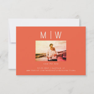 Contemporary Photo Tangerine Wedding Save the Date Thank You Card