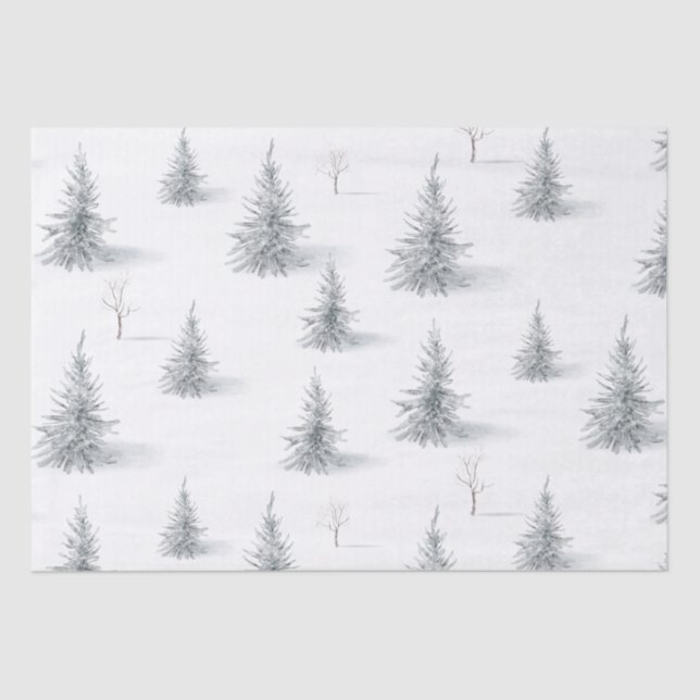 Contemporary Pine Trees Forest Christmas Winter Tissue Paper (Front)