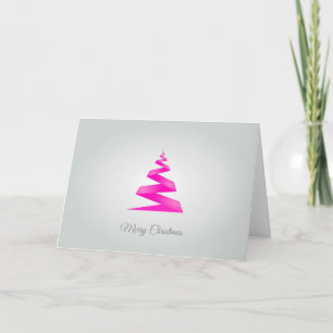 Contemporary, Pink Geometric Christmas Tree Holiday Card