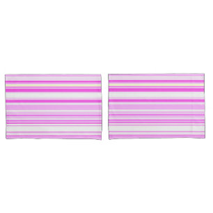 Contemporary Pink Hue Striped Design Pillowcase
