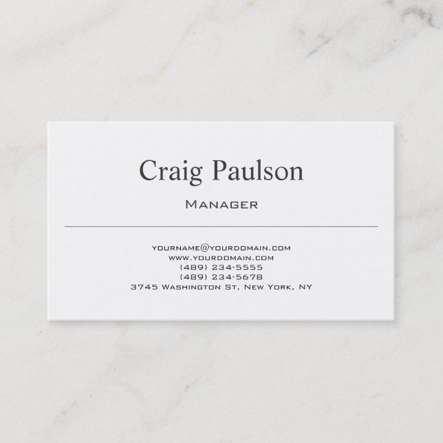 Contemporary Plain Black White Business Card (Front)