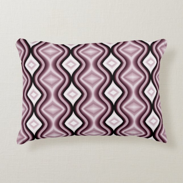 Contemporary Plum Red Diamond Pattern Decorative Cushion (Front)