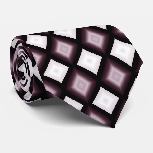 Contemporary Plum Red Diamond Pattern Tie (Rolled)