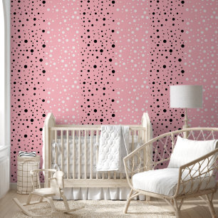 Contemporary Polka Dots on Light Pink Textured Wallpaper