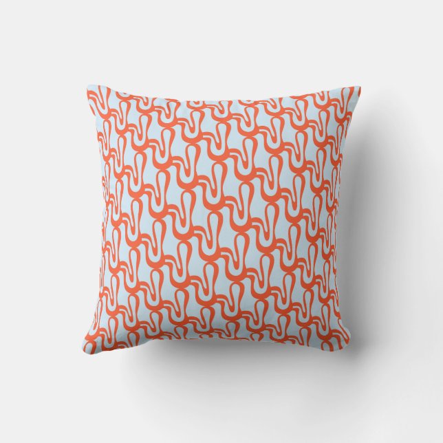 Contemporary Pop Wiggle Abstract Pattern Ice Blue Cushion (Back)