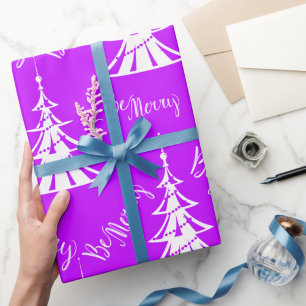 Contemporary Purple and White Christmas Wrapping Paper