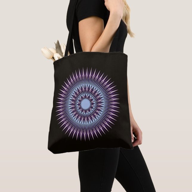 Contemporary purple lilac pink op art star tote bag (Close Up)