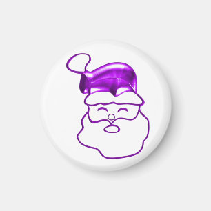 Contemporary Purple Santa Claus Christmas Magnet