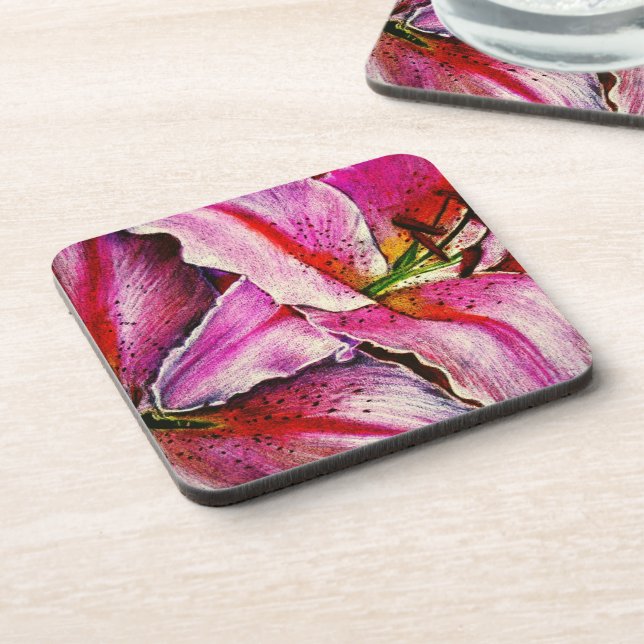 contemporary rainbow coloured abstract flower coaster (Left Side)