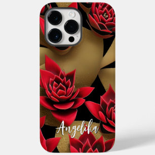 Contemporary Red and Gold Abstract Minimalist Case-Mate iPhone 14 Pro Max Case