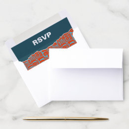 Contemporary Red Blue Love Typography Wedding RSVP