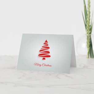Contemporary, Red Geometric Christmas Tree Holiday Card