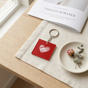 Contemporary Red Heart Acrylic Keychain