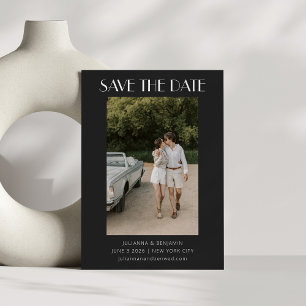 Contemporary Retro Art Deco Photo Wedding Black Save The Date
