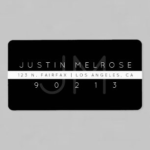 Contemporary Return Address Label   Black & White