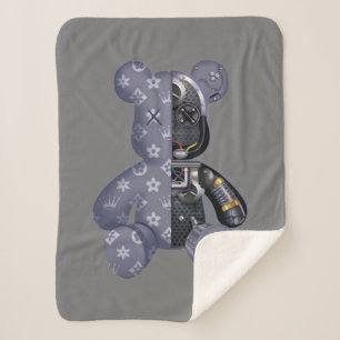Contemporary Robot Bear Sherpa Blanket