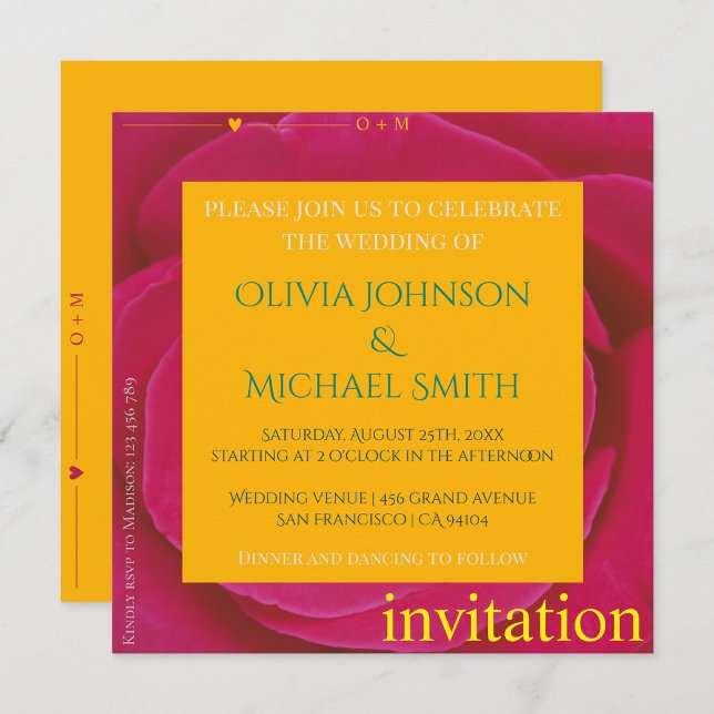 Contemporary romantic pink rose Wedding invitation (Creator Uploaded)