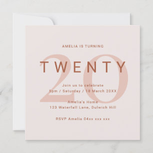 Contemporary Rose 20th Birthday Party Invitation