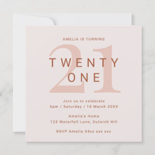 Contemporary Rose 21st Birthday Party Invitation