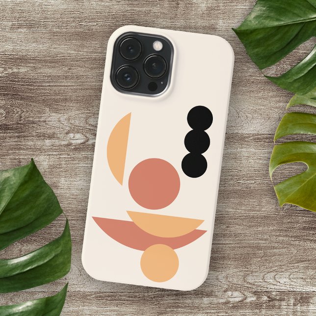 Contemporary Rust Red Sun Black Moon Circles Art iPhone Case (Creator Uploaded)