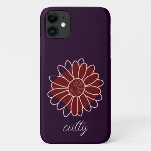 Contemporary Rustic Dark Green Sunflower iPhone 11 Case