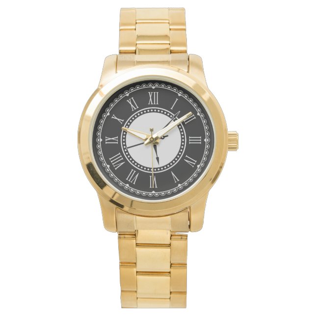 Contemporary Rustic Oversized Gold  Watch (Front)