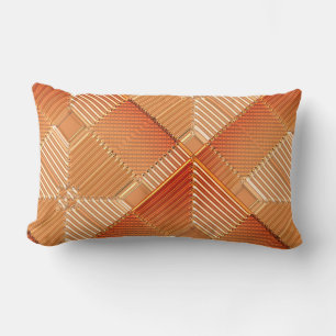 Contemporary Rusty Orange Geometrics  Lumbar Cushion