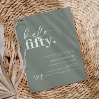 Contemporary Sage Hello Fifty 50th Birthday Party