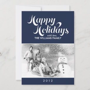 Contemporary Script Custom Photo Holiday Cards