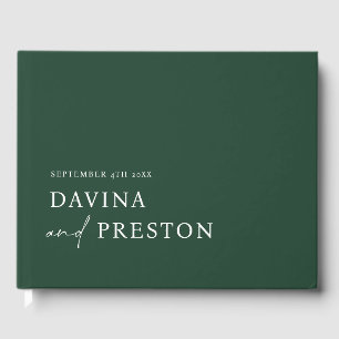 Contemporary Script Modern Simple Minimalist GREEN Guest Book
