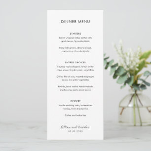 Contemporary Script Modern Wedding Menu