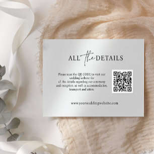 Contemporary Script simple QR Code Wedding Details Enclosure Card