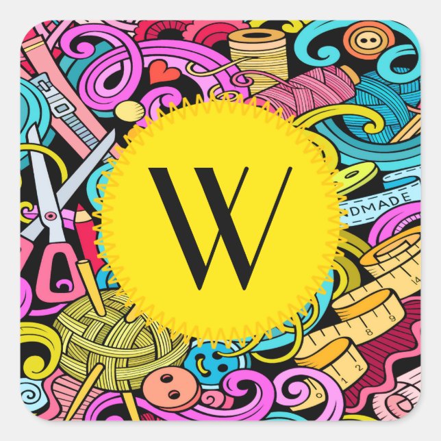 Contemporary Sewing and Knitting Sticker (Front)