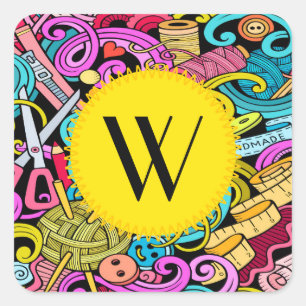 Contemporary Sewing and Knitting Sticker