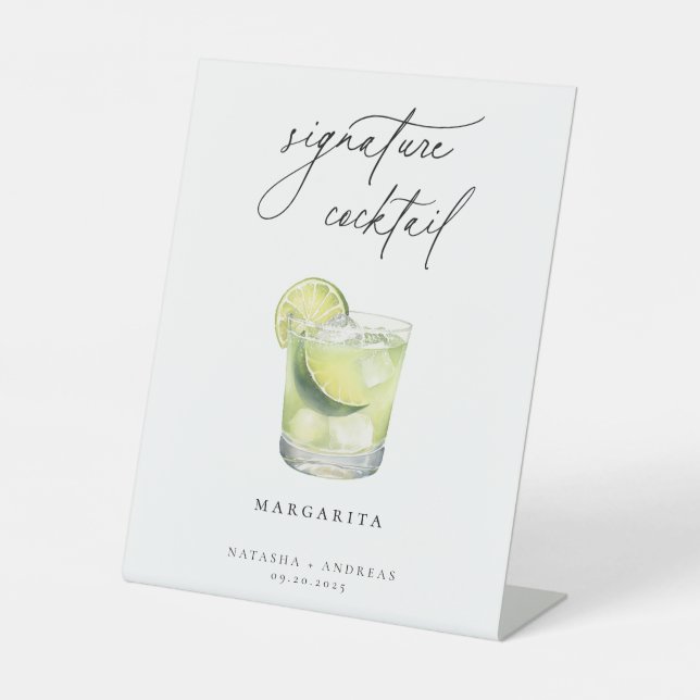 Contemporary Signature Cocktail  Pedestal Sign (Front)