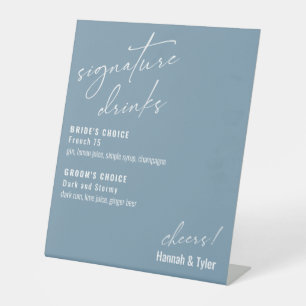 Contemporary Signature Drinks Dusty Blue Pedestal Sign
