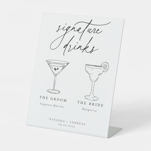 Contemporary Signature Drinks Pedestal Sign (Front)