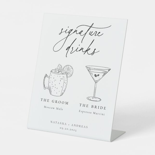 Contemporary Signature Drinks Pedestal Sign (Front)