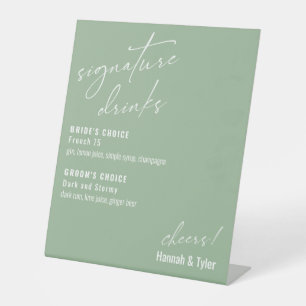 Contemporary Signature Drinks Sage Green Pedestal Sign