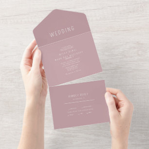 Contemporary Simple Dusty Rose Wedding All In One Invitation