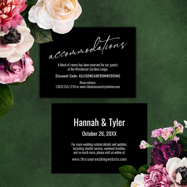 Contemporary Simple Elegant Black Accommodations Enclosure Card (Creator Uploaded)