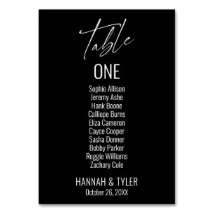 Contemporary Simple Elegant Black Table Number
