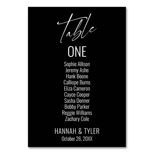 Contemporary Simple Elegant Black Table Number (Front)