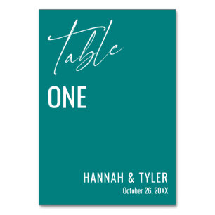 Contemporary Simple Elegant Teal Table Number